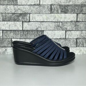 Skechers  Womens 9 Blue Open Toe Wedge Sandals